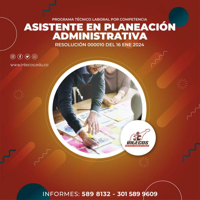 Carrera técnica de asistente en planeación administrativa de INTECOS Valledupar