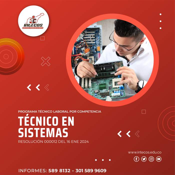 Carrera técnica de Técnico en sistemas de INTECOS Valledupar